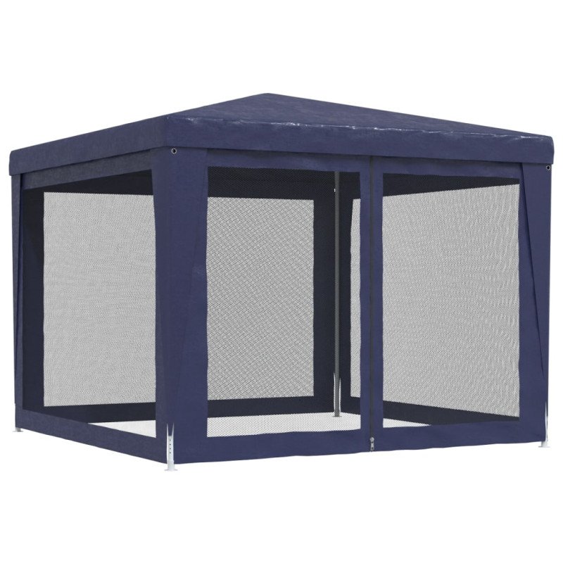 vidaXL Párty stan so 4 sieťkovanými bočnými stenami modrý 3x3 m HDPE