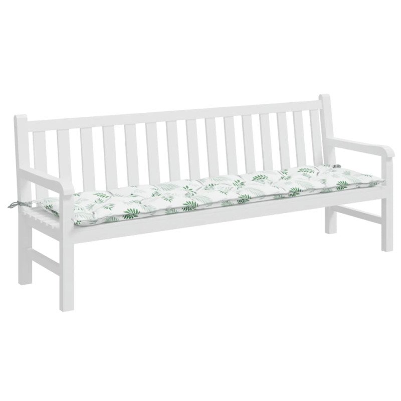 vidaXL Podložka na záhradnú lavičku vzor listov 200x50x7 cm látka