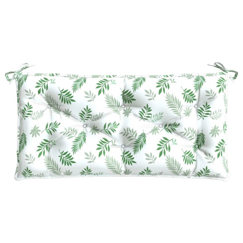 vidaXL Podložky na záhradnú lavičku 2 ks vzor listov 100x50x7 cm látka