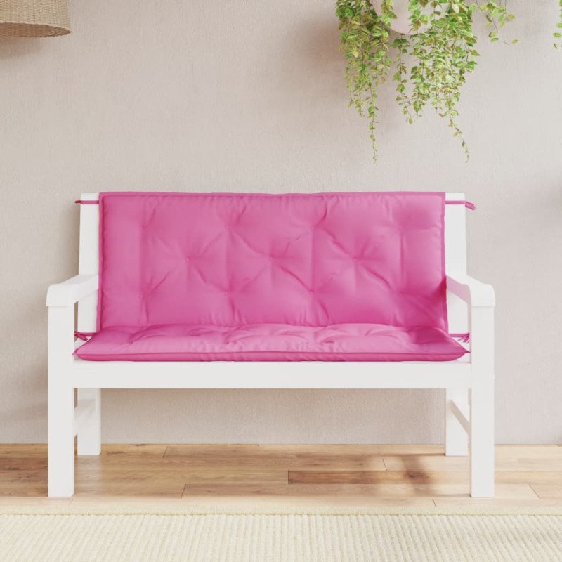 vidaXL Podložky na záhradnú lavičku 2 ks ružové 120x50x7 cm látka