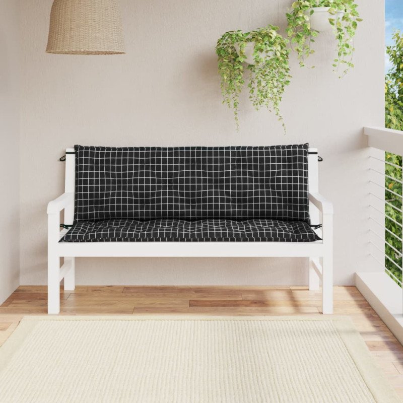 vidaXL Podložky na záhradnú lavičku 2ks čierne kocky 150x50x7 cm látka