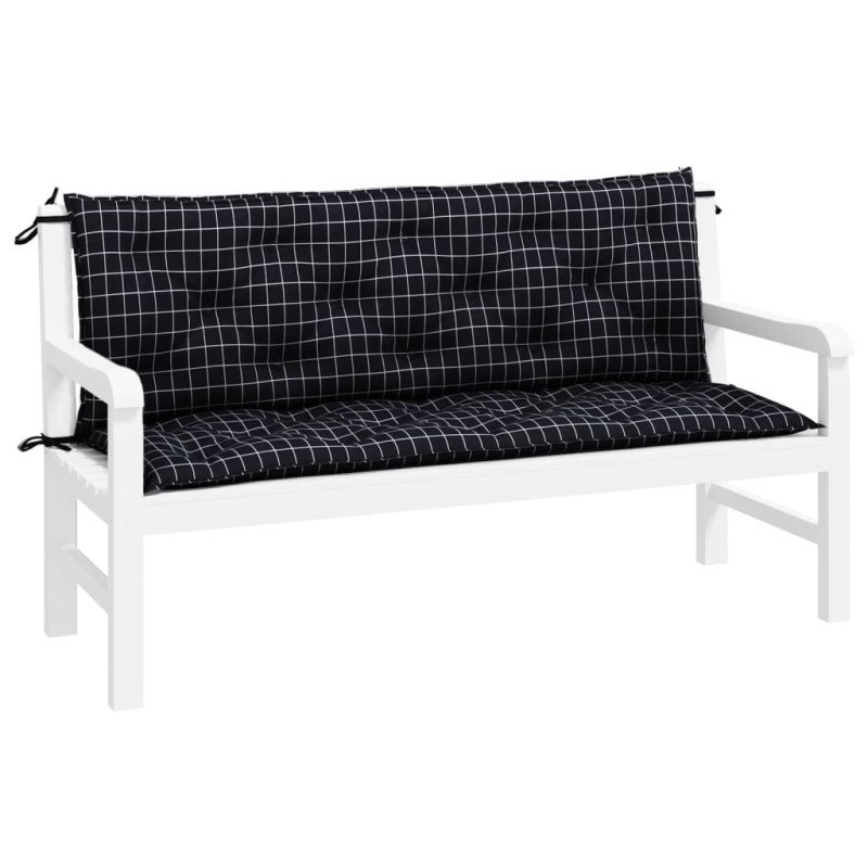 vidaXL Podložky na záhradnú lavičku 2ks čierne kocky 150x50x7 cm látka