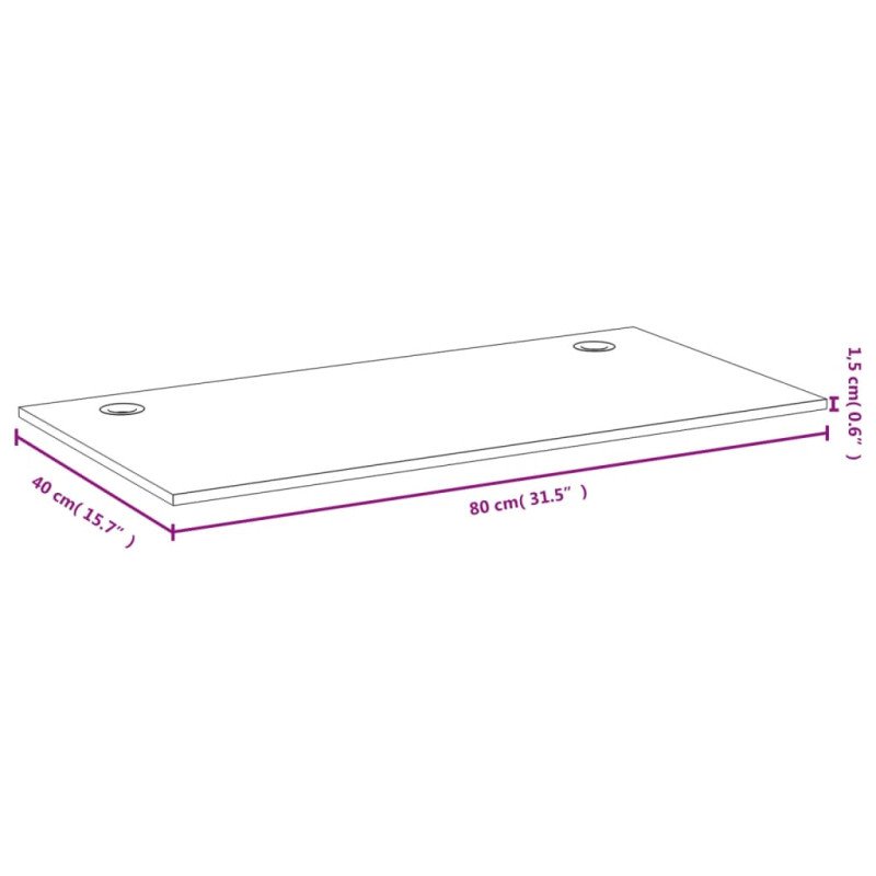 vidaXL Doska stola 80x40x1,5 cm bambus