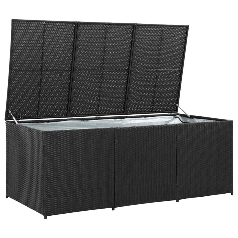 vidaXL Záhradný úložný box čierny 180x90x70 cm polyratanový