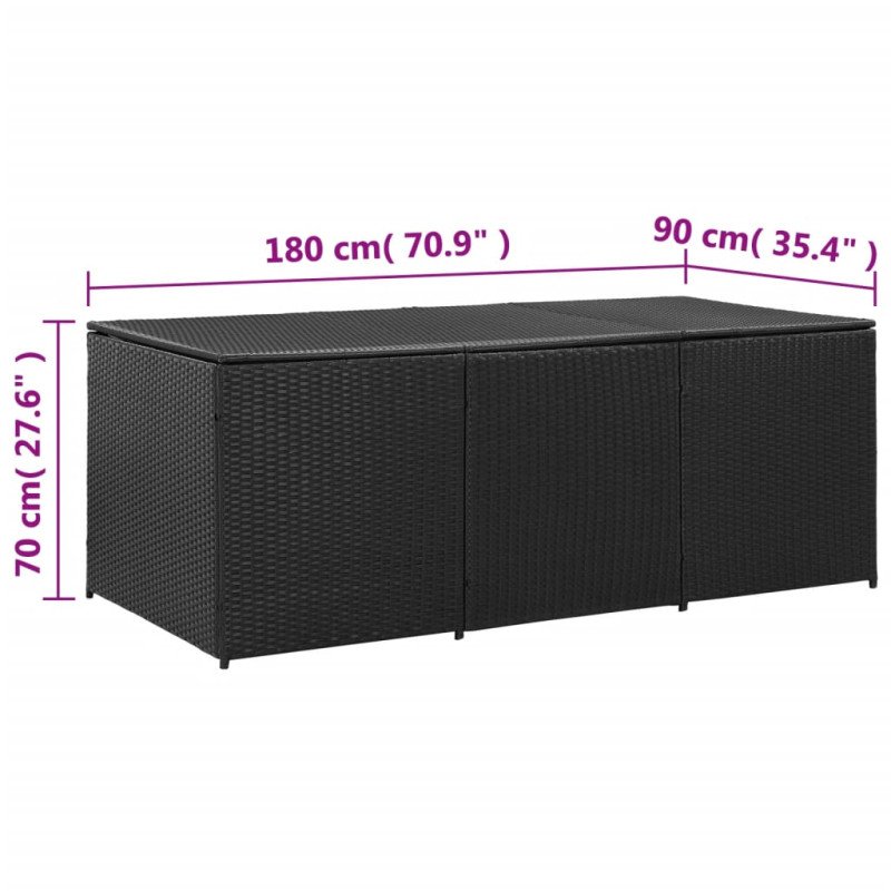 vidaXL Záhradný úložný box čierny 180x90x70 cm polyratanový