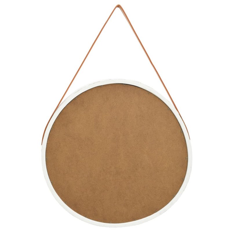 vidaXL Nástenné zrkadlo s popruhom biele 60 cm