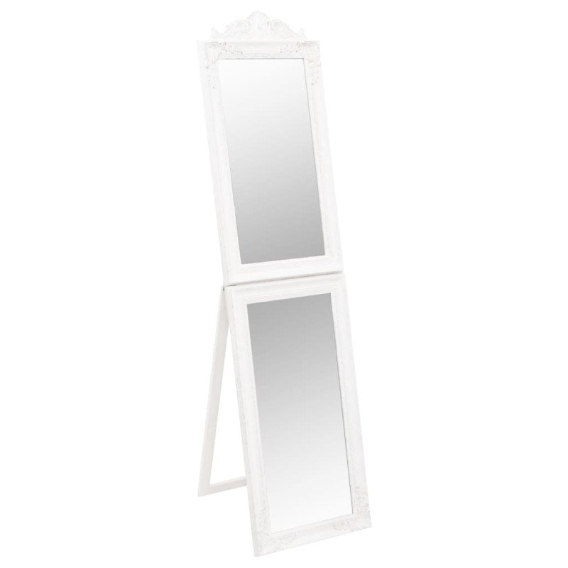 vidaXL Voľne stojace zrkadlo biele 45x180 cm