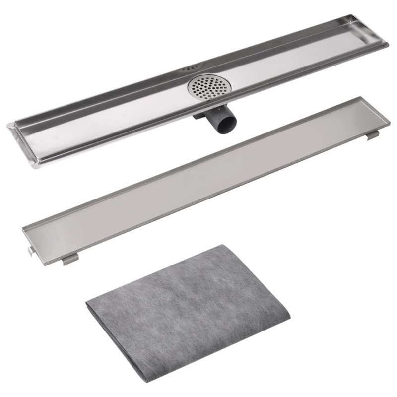 vidaXL Rovný sprchový odtok, 830x140 mm, nerezová oceľ