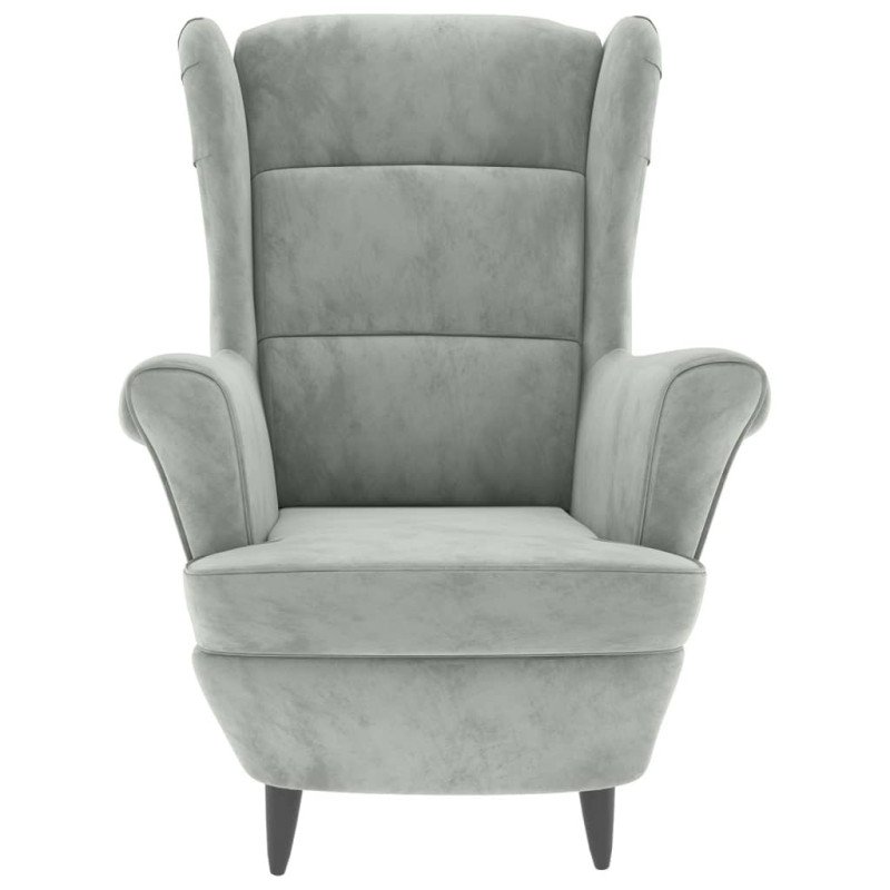 vidaXL Kreslo wingback s podnožkou bledosivé zamatové