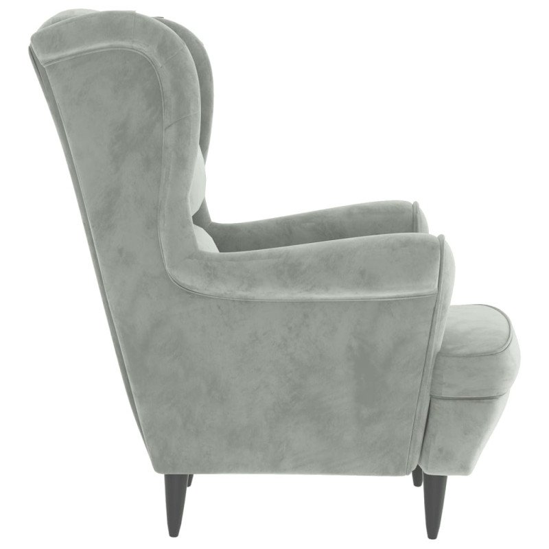 vidaXL Kreslo wingback s podnožkou bledosivé zamatové