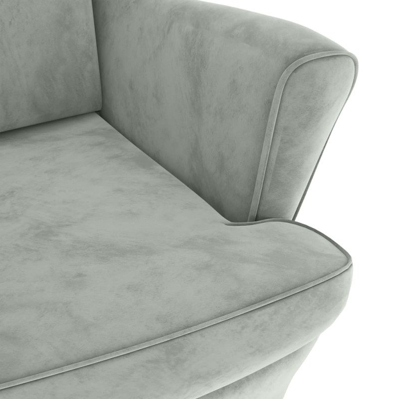 vidaXL Kreslo wingback s podnožkou bledosivé zamatové