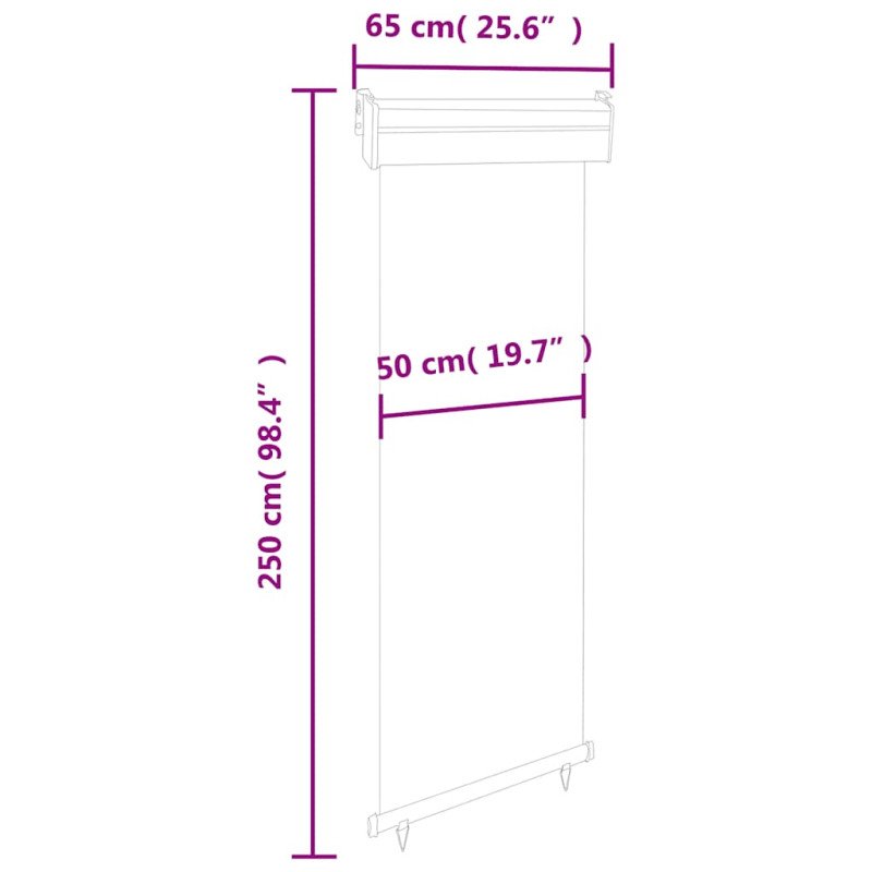 vidaXL Bočná markíza na balkón 60x250 cm, hnedá