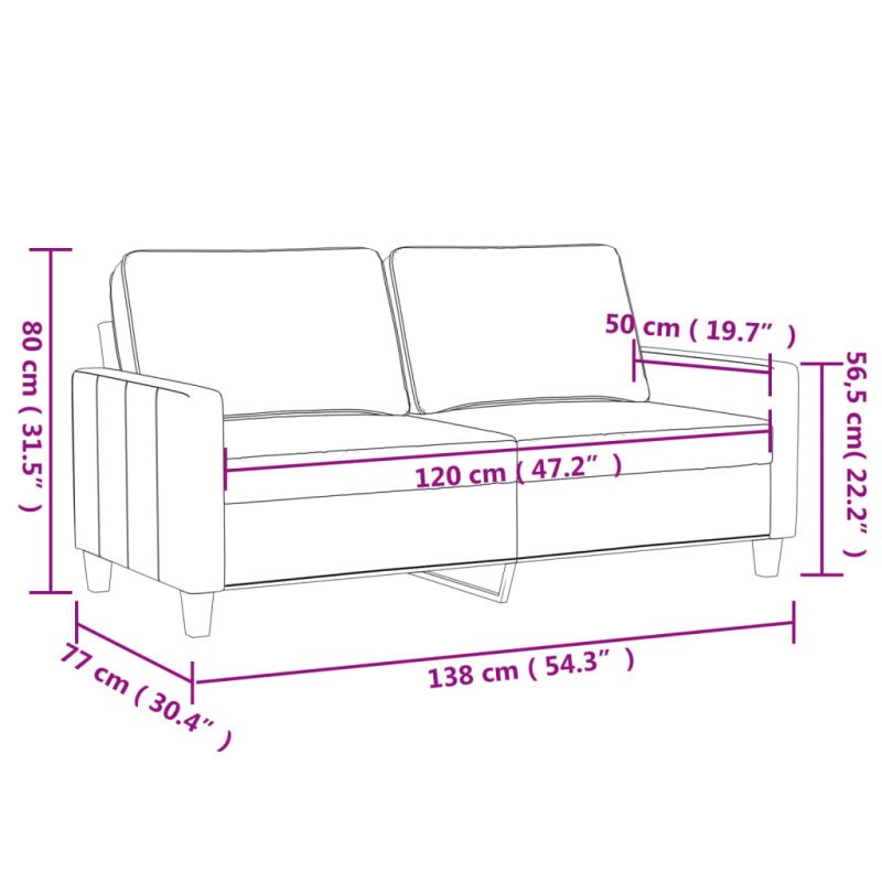 vidaXL 2-miestna pohovka tmavosivá 120 cm látka