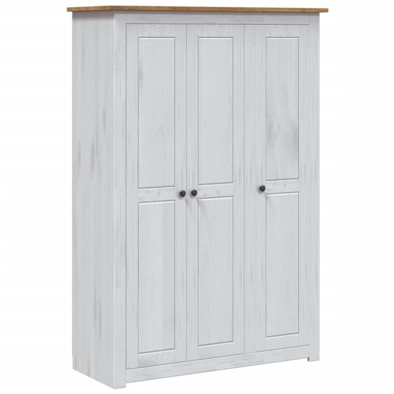 vidaXL 3-dverový šatník biely 118x50x171,5 cm borovicové drevo Panama Range
