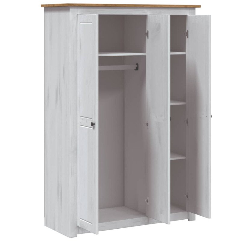 vidaXL 3-dverový šatník biely 118x50x171,5 cm borovicové drevo Panama Range