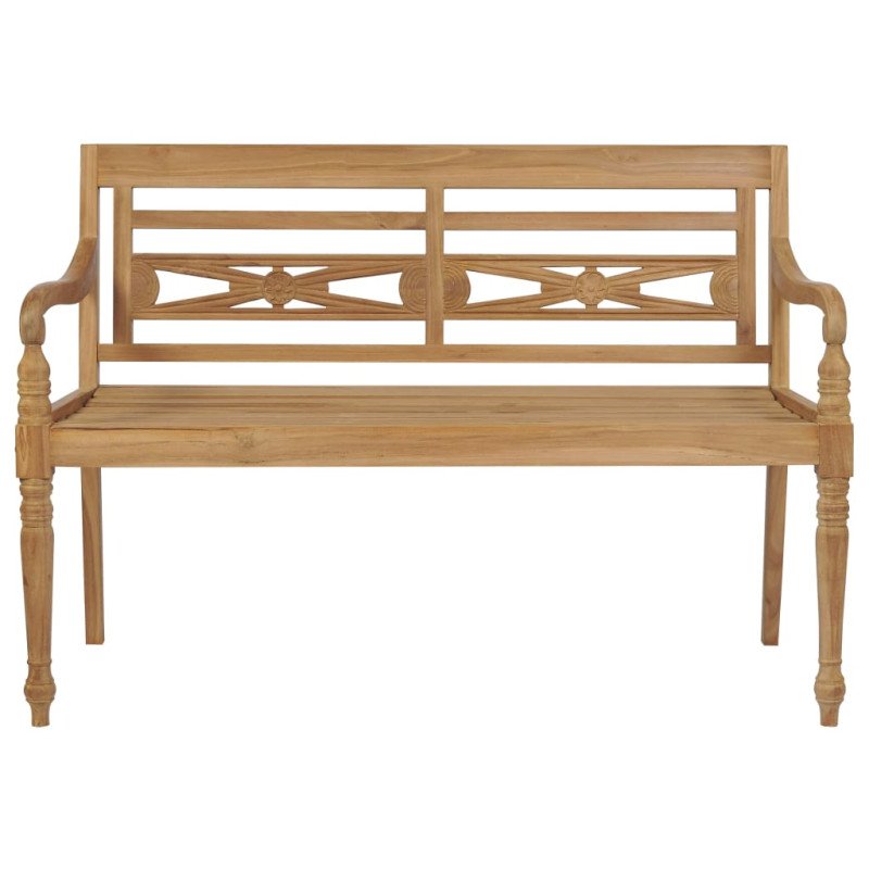 vidaXL Lavička Batavia s krémovobielou podložkou 120 cm tíkový masív