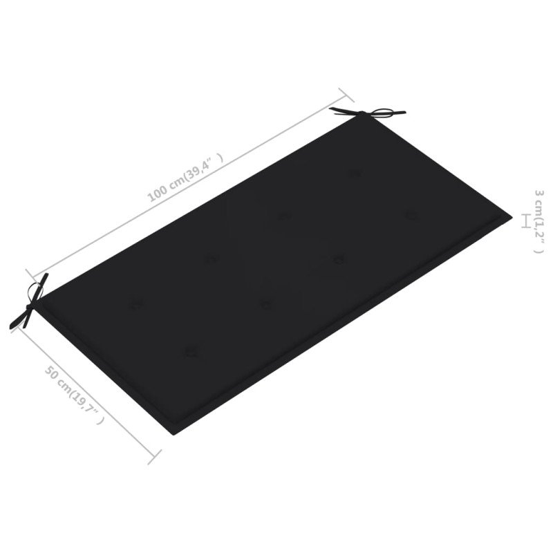 vidaXL Záhradná lavička a čierna podložka 112 cm teakový masív