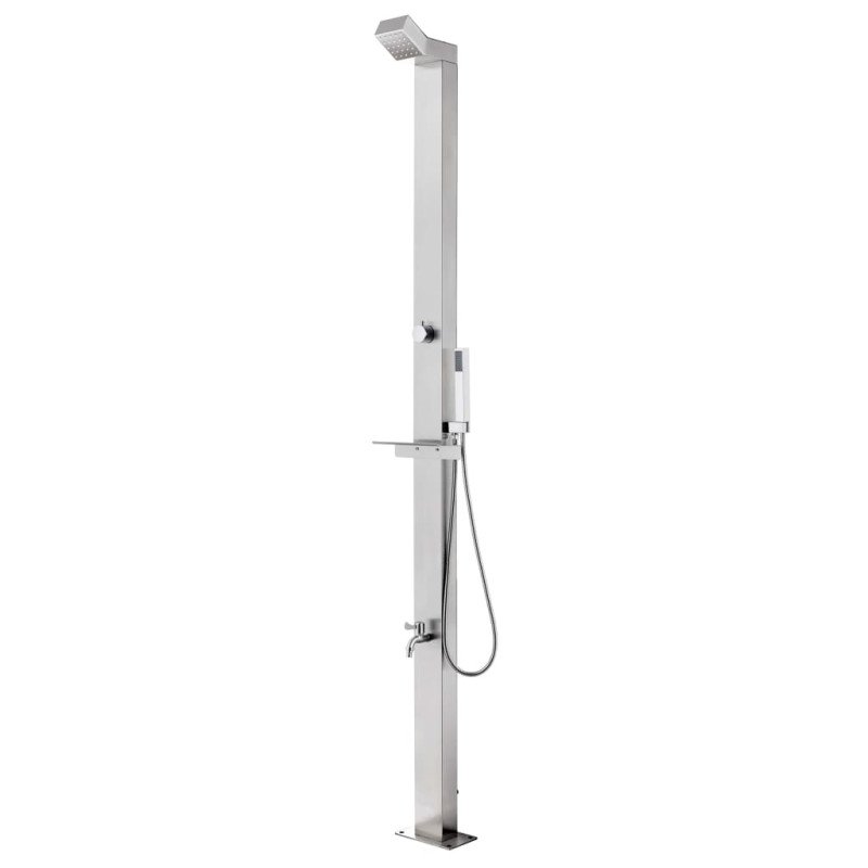 vidaXL Záhradná sprcha so sivým podstavcom 225 cm nehrdzavejúca oceľ