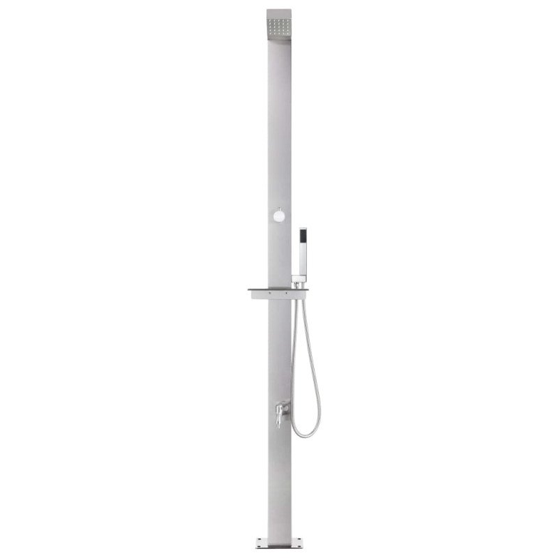 vidaXL Záhradná sprcha so sivým podstavcom 225 cm nehrdzavejúca oceľ