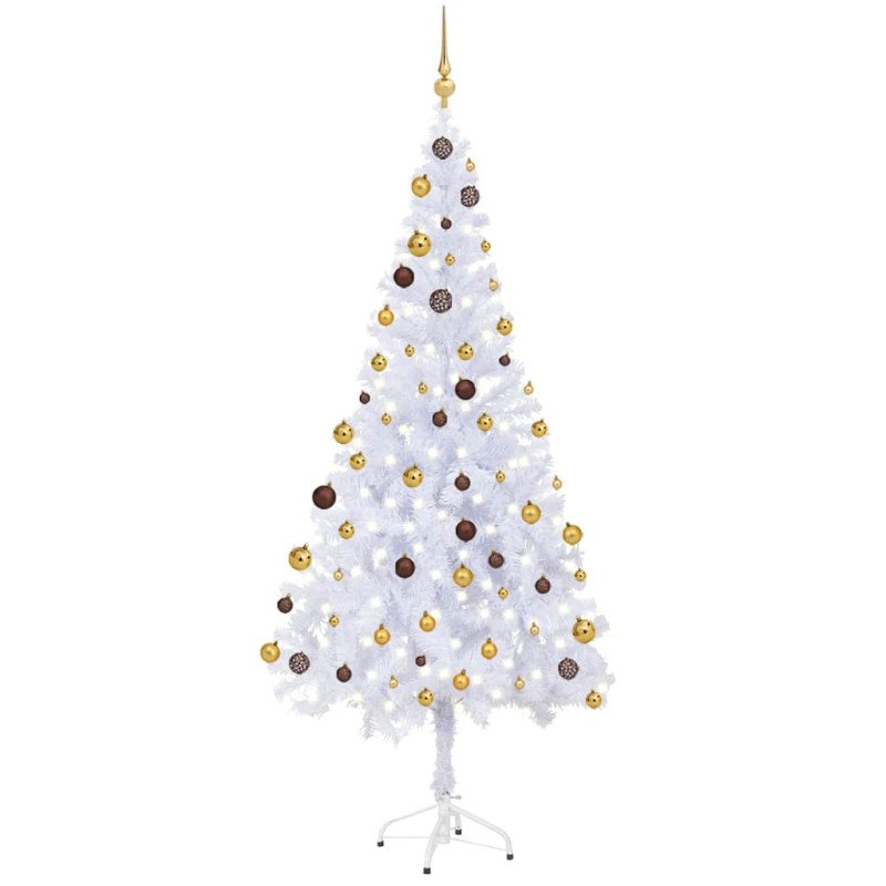 vidaXL Osvetlený umelý vianočný stromček+gule 180 cm, 620 vetvičiek