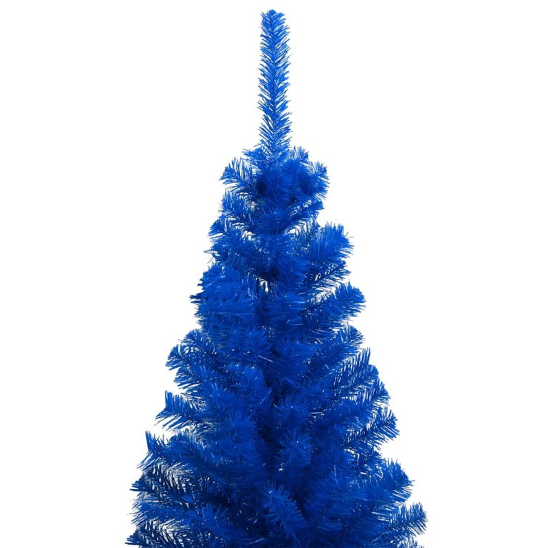 vidaXL Osvetlený umelý vianočný stromček s guľami, modrý 120 cm, PVC