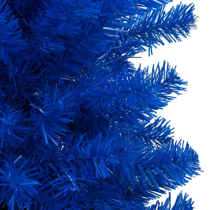 vidaXL Osvetlený umelý vianočný stromček s guľami, modrý 120 cm, PVC