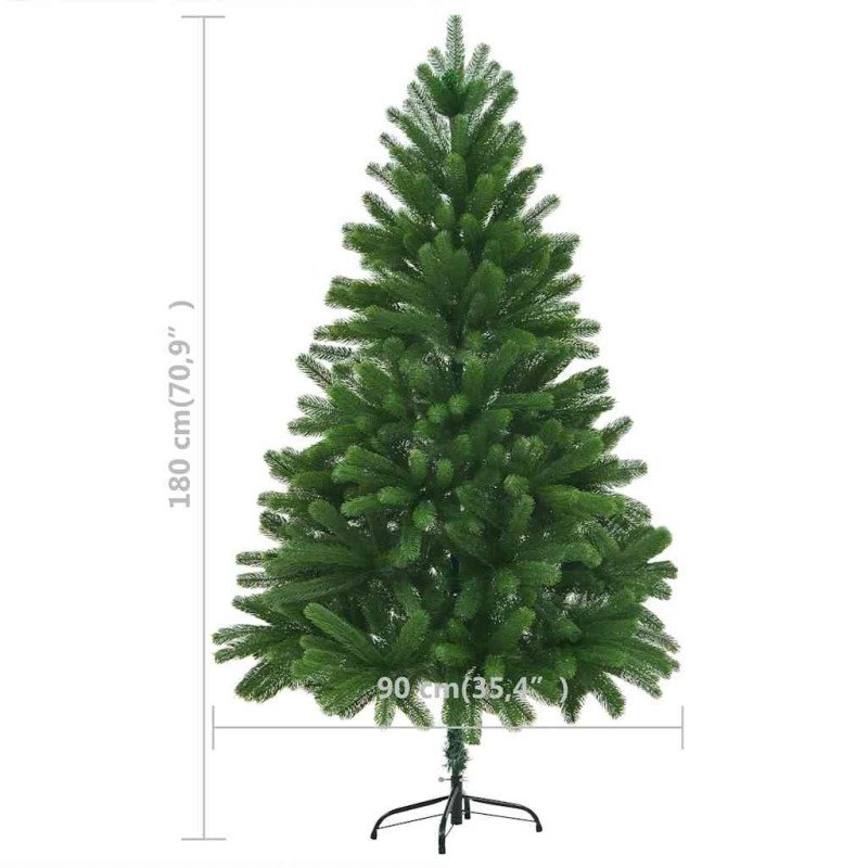 vidaXL Osvetlený umelý vianočný stromček s guľami 180 cm, zelený