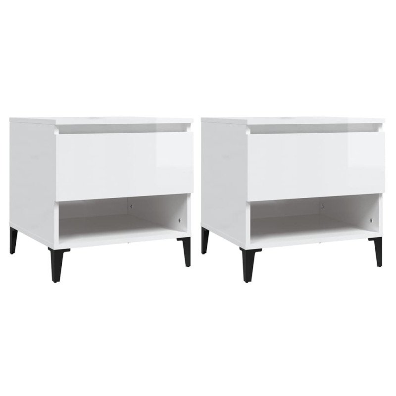 vidaXL Bočné stolíky 2 ks vysoký lesk biele 50x46x50 cm spracov. drevo