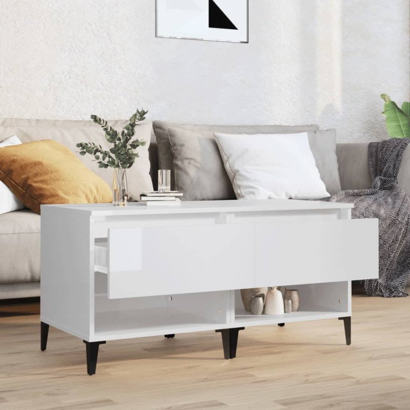vidaXL Bočné stolíky 2 ks vysoký lesk biele 50x46x50 cm spracov. drevo