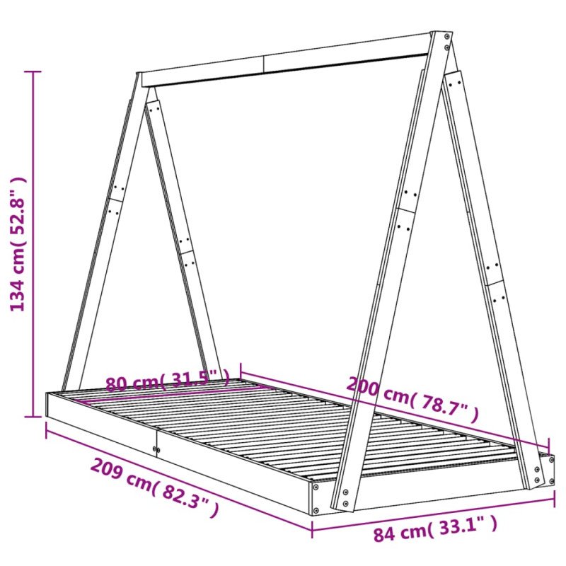 vidaXL Rám detskej postele čierny 80x200 cm masívna borovica