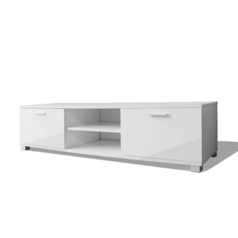 vidaXL TV skrinka, lesklá biela 140x40,5x35 cm