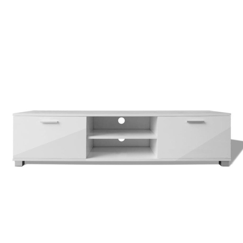 vidaXL TV skrinka, lesklá biela 140x40,5x35 cm
