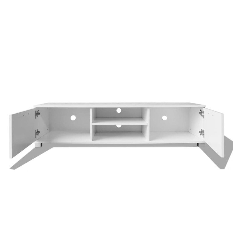 vidaXL TV skrinka, lesklá biela 140x40,5x35 cm