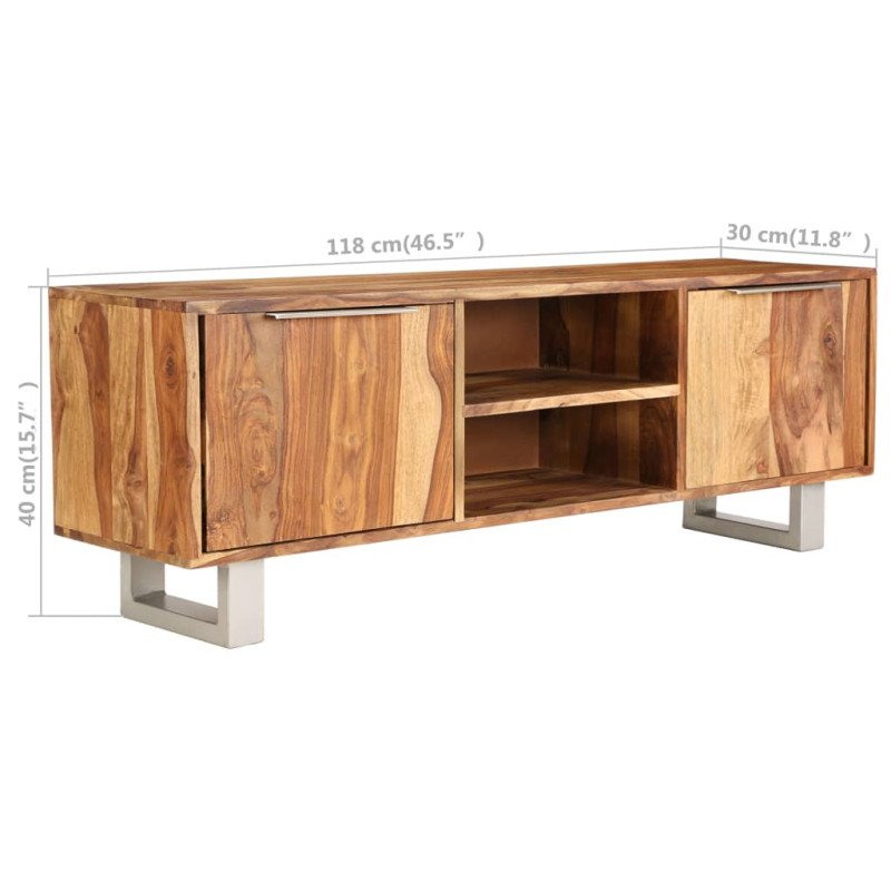 vidaXL TV stolík, sheeshamové drevo s medovým odtieňom 118x30x40 cm