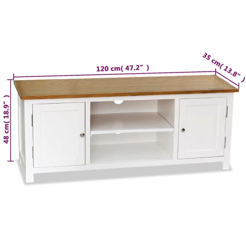 vidaXL TV skrinka 120x35x48 cm, dubový masív