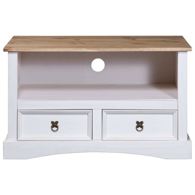vidaXL TV skrinka biela 91x43x56 cm mexická borovica Corona Range