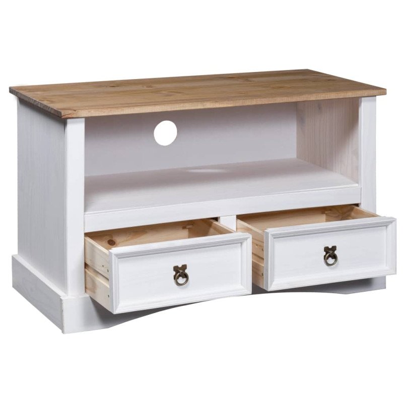 vidaXL TV skrinka biela 91x43x56 cm mexická borovica Corona Range