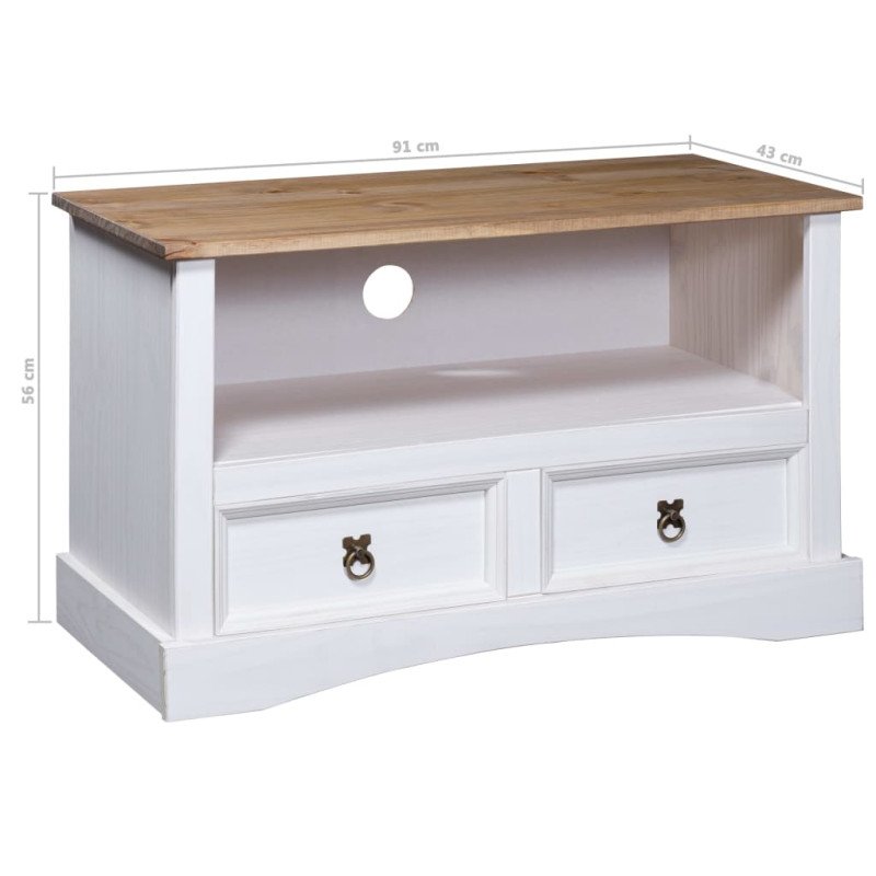 vidaXL TV skrinka biela 91x43x56 cm mexická borovica Corona Range