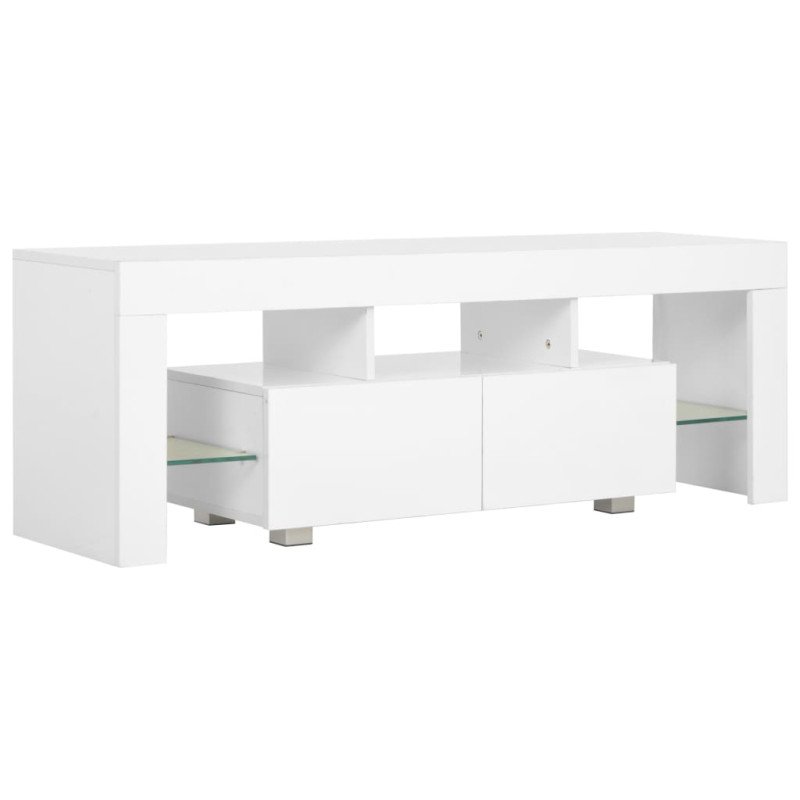 vidaXL TV skrinka s LED svetlami, vysoký lesk, biela 130x35x45 cm