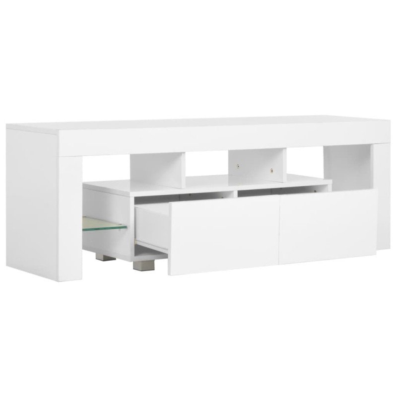 vidaXL TV skrinka s LED svetlami, vysoký lesk, biela 130x35x45 cm