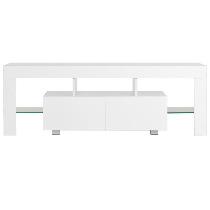 vidaXL TV skrinka s LED svetlami, vysoký lesk, biela 130x35x45 cm
