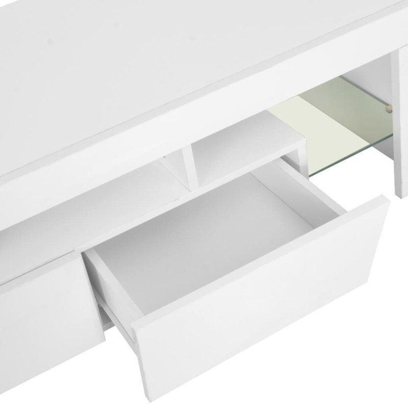 vidaXL TV skrinka s LED svetlami, vysoký lesk, biela 130x35x45 cm