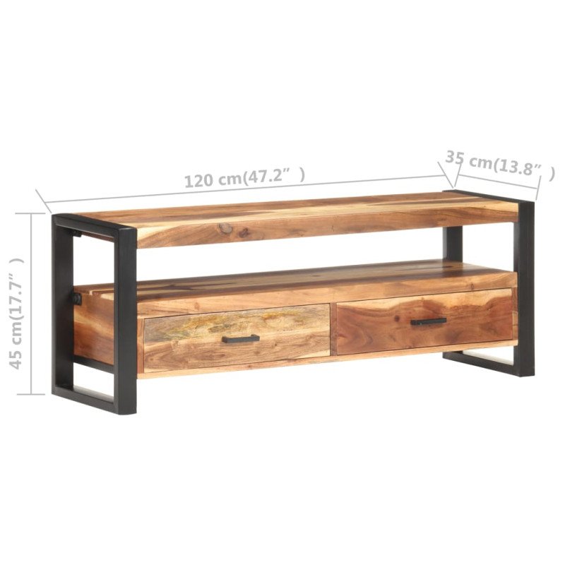 vidaXL TV skrinka 120x35x45 cm, drevený masív s medovým náterom