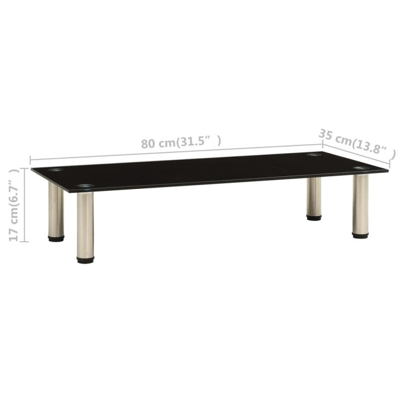 vidaXL TV stolík, čierny 80x35x17 cm, tvrdené sklo
