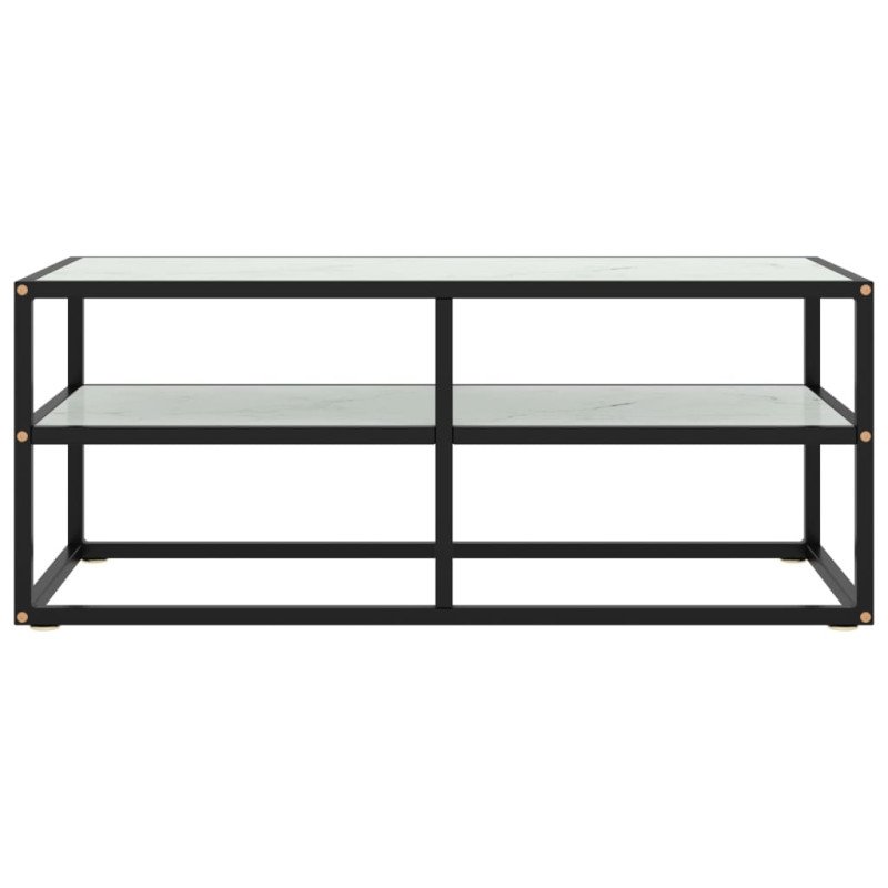 vidaXL TV skrinka čierna s bielym mramorovým sklom 100x40x40 cm