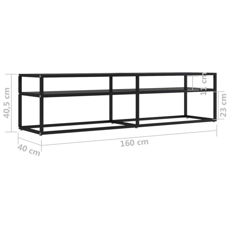 vidaXL TV skrinka, čierna 160x40x40,5 cm, tvrdené sklo