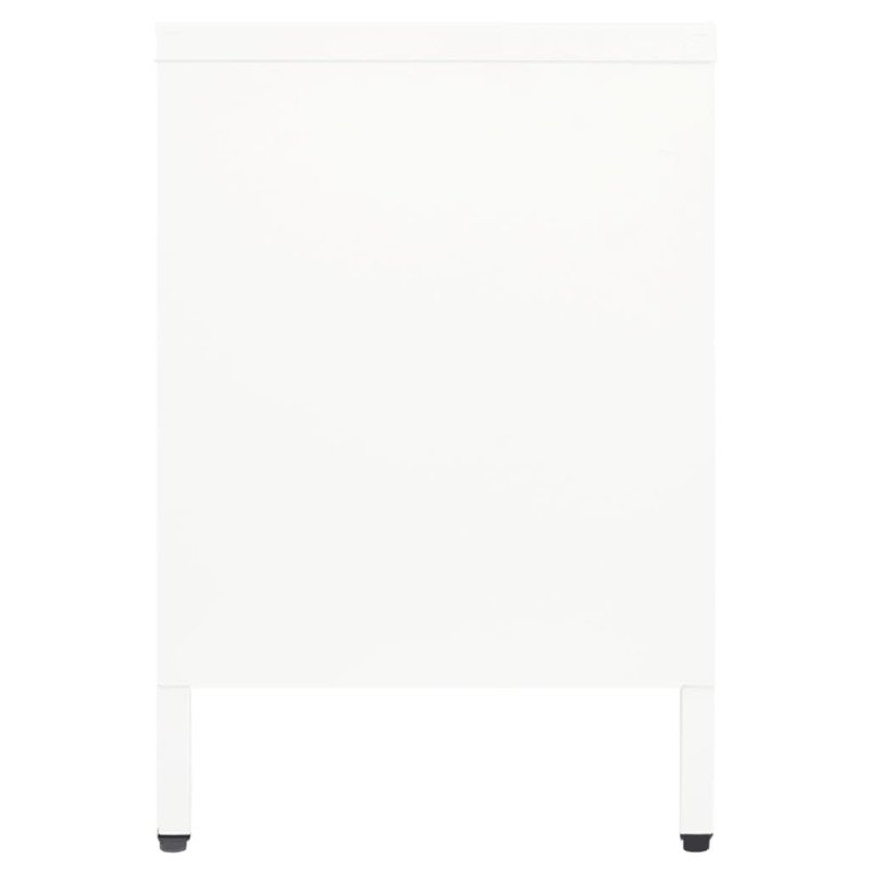 vidaXL TV skrinka biela 105x35x52 cm oceľ a sklo