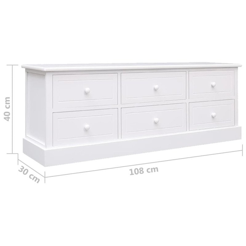vidaXL TV skrinka biela 108x30x40 cm masívne drevo paulovnie