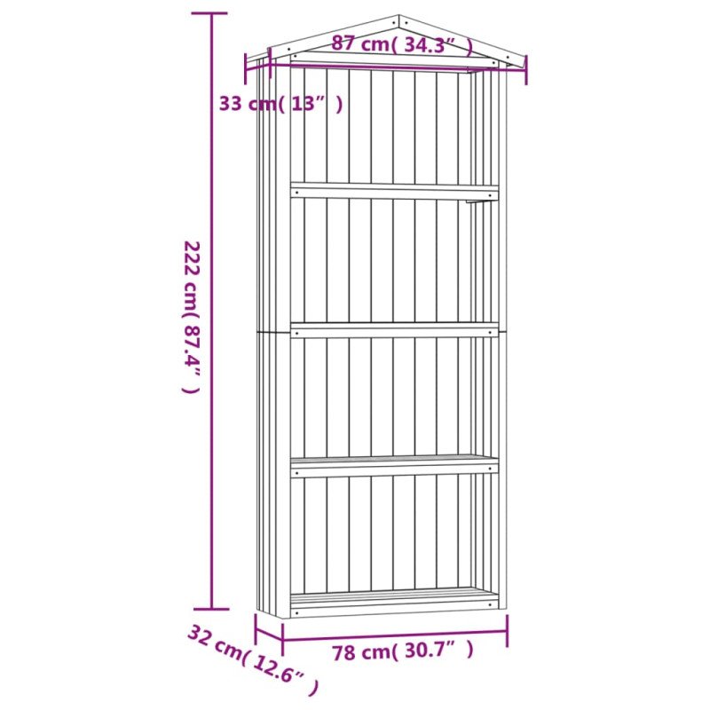vidaXL Záhradná kôlňa na náradie 87x33x222 cm impregnovaná borovica
