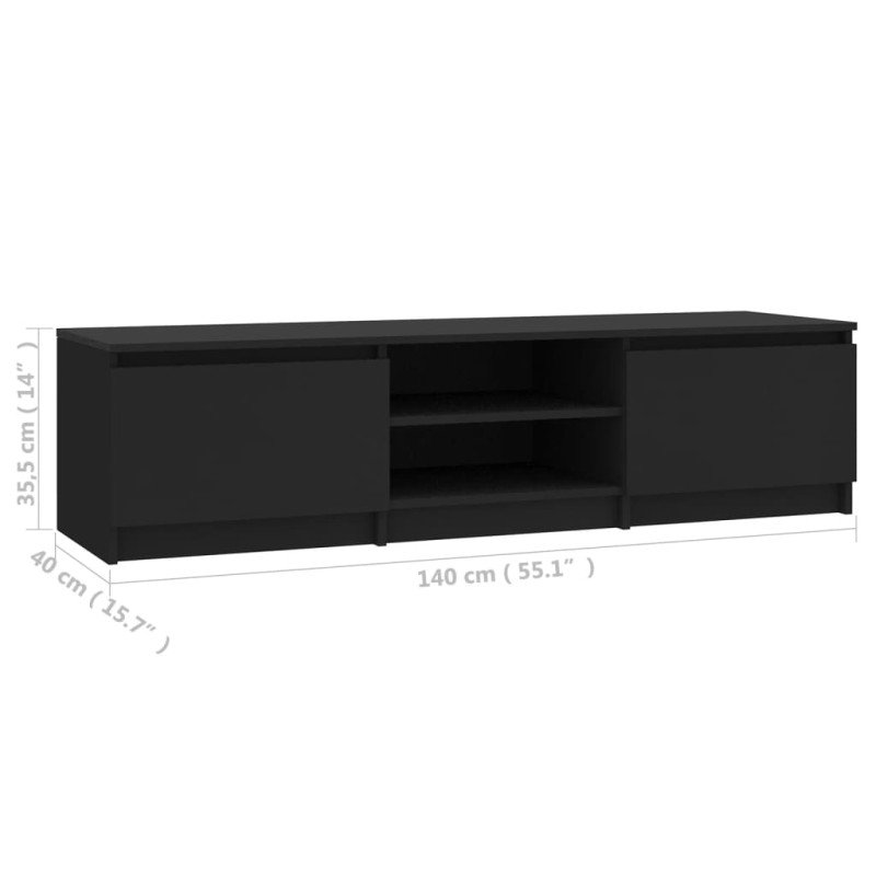 vidaXL TV skrinka, čierna 140x40x35,5 cm, drevotrieska